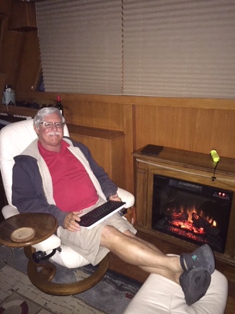 Bob and fireplace